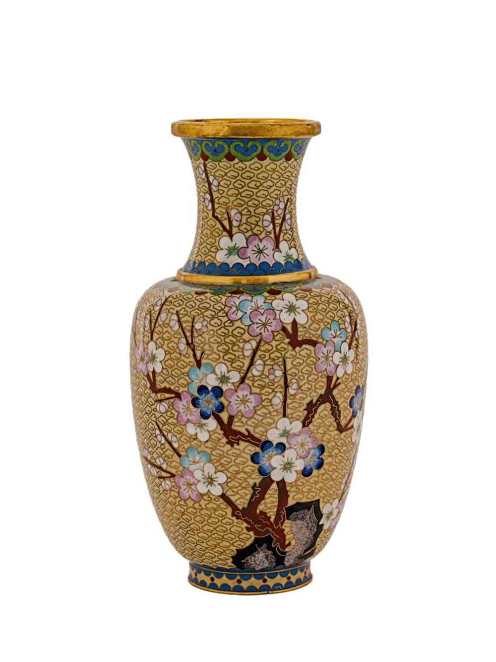 Vintage Chinese Cloisonné Brass Enamel Vase